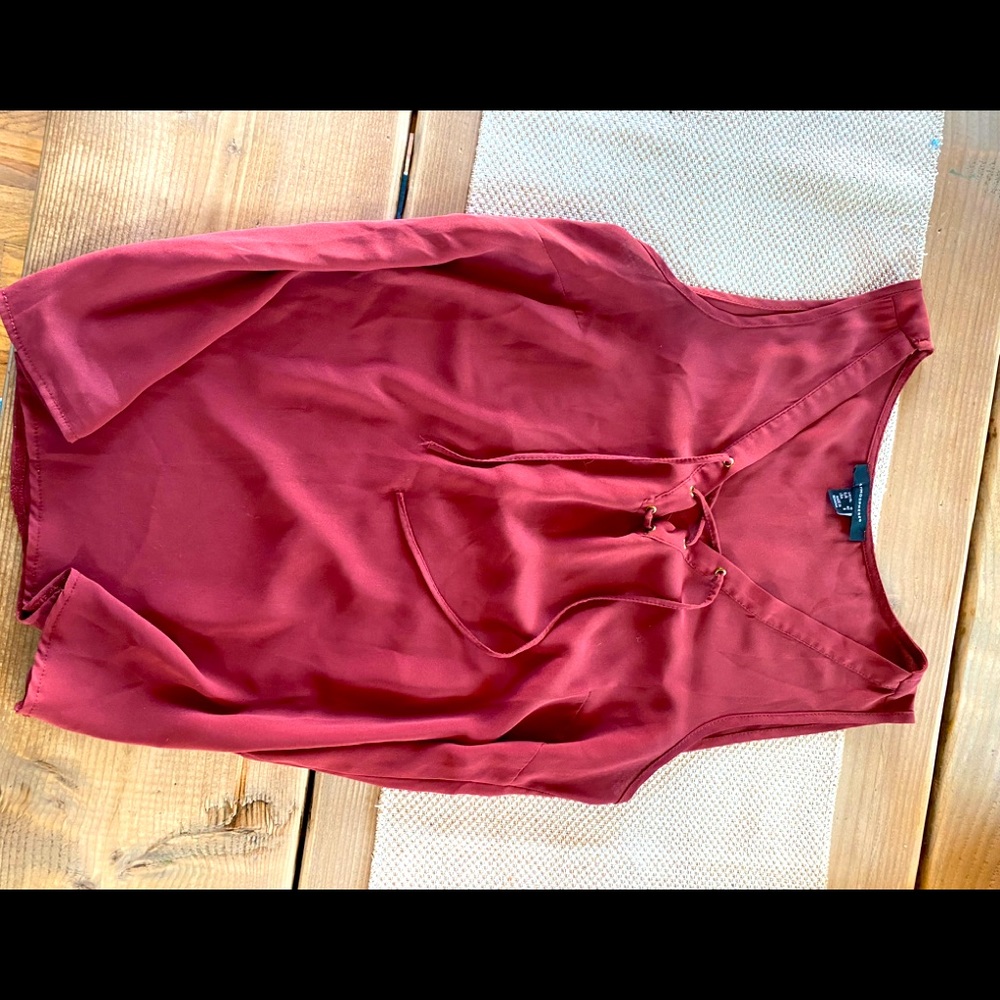 Womens tank with lace up neckline